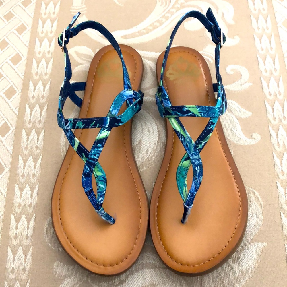 NWT Fergalicious Sunday Blue Floral Sandals SZ 6.5 - Picture 3 of 4